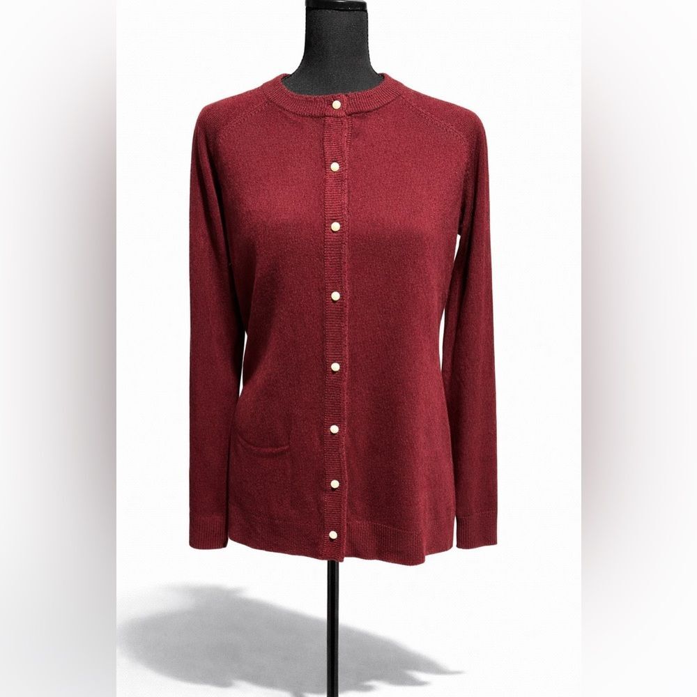 Carolyn Taylor Burgundy Pearl Button Cardigan Size Small